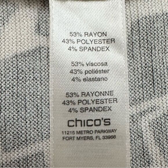 Chico's Geometric Print Split Neck 3/4 Sleeves Tee, Size XL - Picture 10 of 13